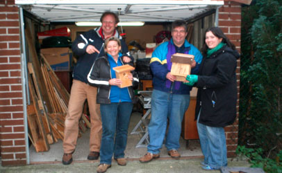 Volunteers with nestboxes